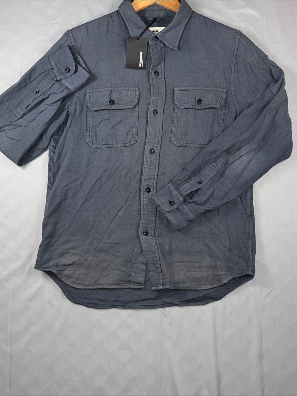 Buck Mason Shirt Mens Medium Blue Utility Button Front Long Sleeve Casual